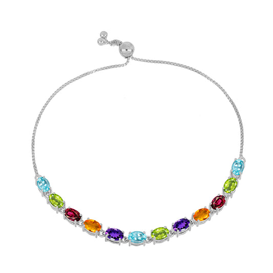 Pulsera de Plata con Amatista de Marruecos y Peridoto de Changbai