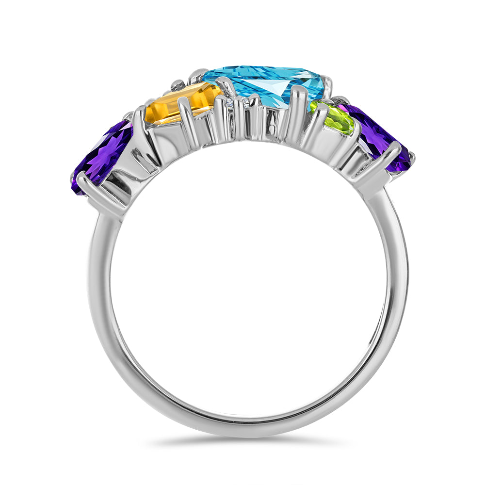 Anillo de Plata con Amatista de Marruecos y Citrino de Río del Oro 3 