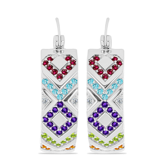 Pendientes de Plata con Amatista de Marruecos y Peridoto de Changbai