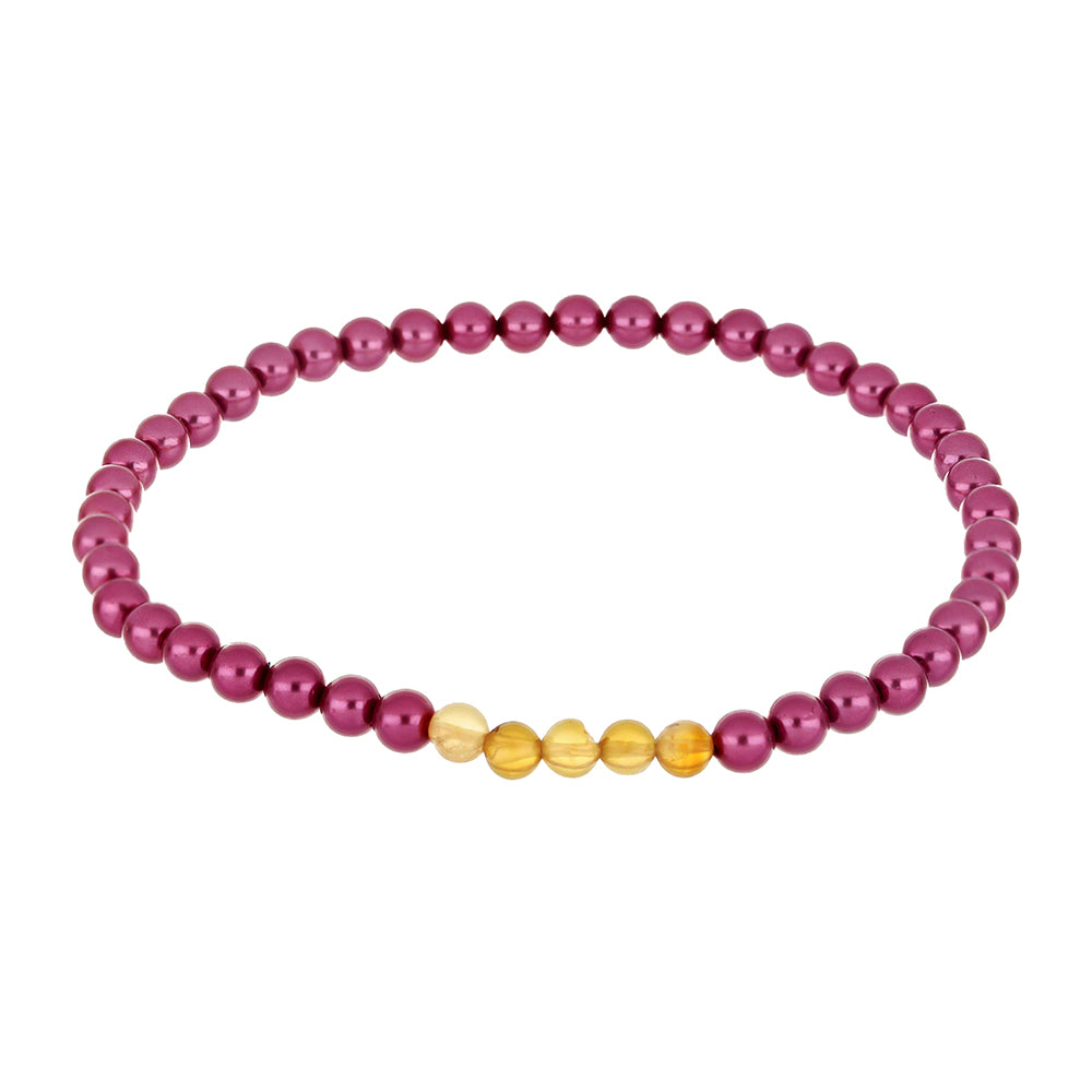Conjunto de Plata Bañada en Oro con Perla Púrpura de Agua dulce y Citrino de los Montes Urales ( Pulsera )