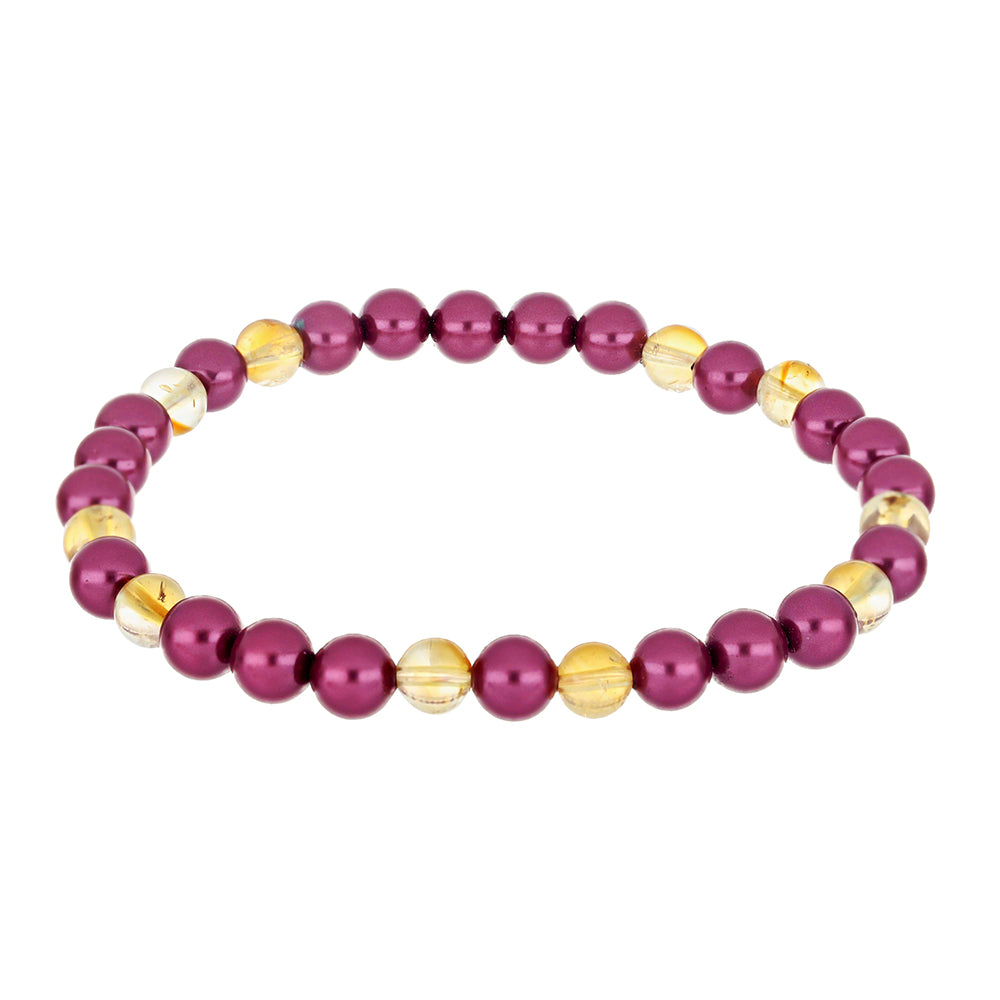 Conjunto de Plata Bañada en Oro con Perla Púrpura de Agua dulce y Citrino de los Montes Urales ( Pulsera )
