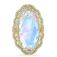 Anillo de Plata Bañada en Oro con Piedra Lunar Arco Iris