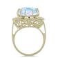 Anillo de Plata Bañada en Oro con Piedra Lunar Arco Iris