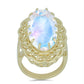 Anillo de Plata Bañada en Oro con Piedra Lunar Arco Iris