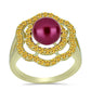 Anillo de Plata Bañada en Oro con Perla Púrpura de Agua dulce y Citrino de los Montes Urales