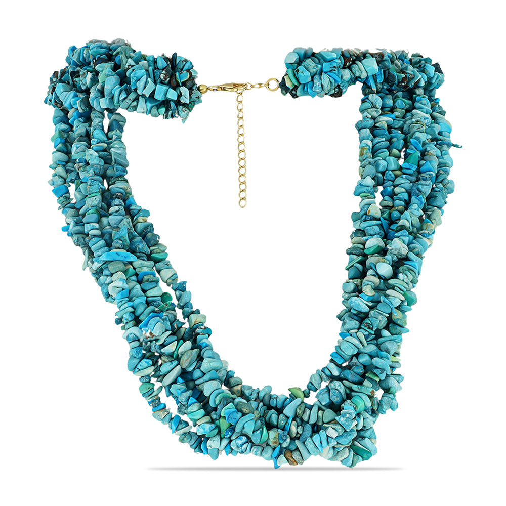 Collar de Plata Bañada en Oro con Turquesa Bella Durmiente 1 