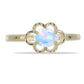 Anillo de Plata Bañada en Oro con Piedra Lunar Arco Iris