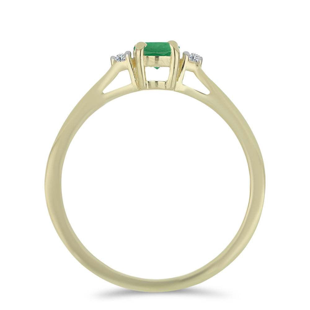 Anillo de Plata Bañada en Oro con Esmeralda de Brasil y Topacio Blanco 2 