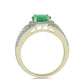 Anillo de Plata Bañada en Oro con Esmeralda de Brasil y Topacio Blanco