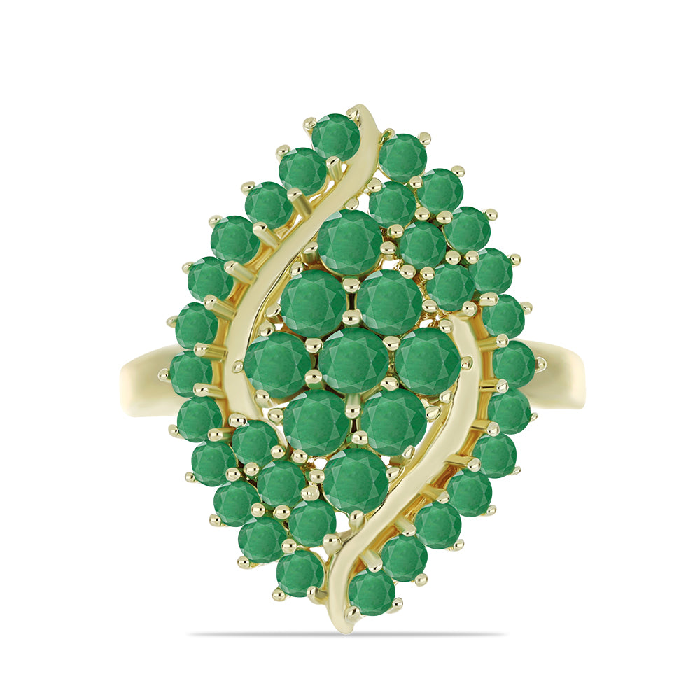 Anillo de Plata Bañada en Oro con Esmeralda de Brasil