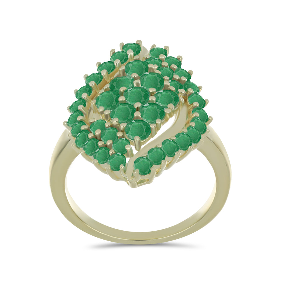 Anillo de Plata Bañada en Oro con Esmeralda de Brasil