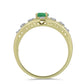 Anillo de Plata Bañada en Oro con Esmeralda de Brasil y Topacio Blanco