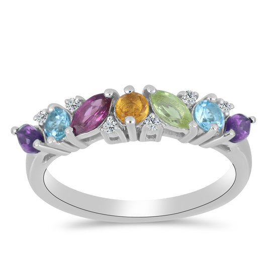 Anillo de Plata con Amatista de Marruecos y Citrino de Río del Oro