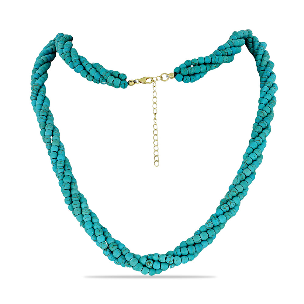 Collar de Plata Bañada en Oro con Turquesa Bella Durmiente 1 