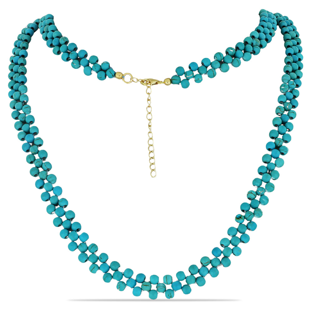 Collar de Plata Bañada en Oro con Turquesa Bella Durmiente 1 