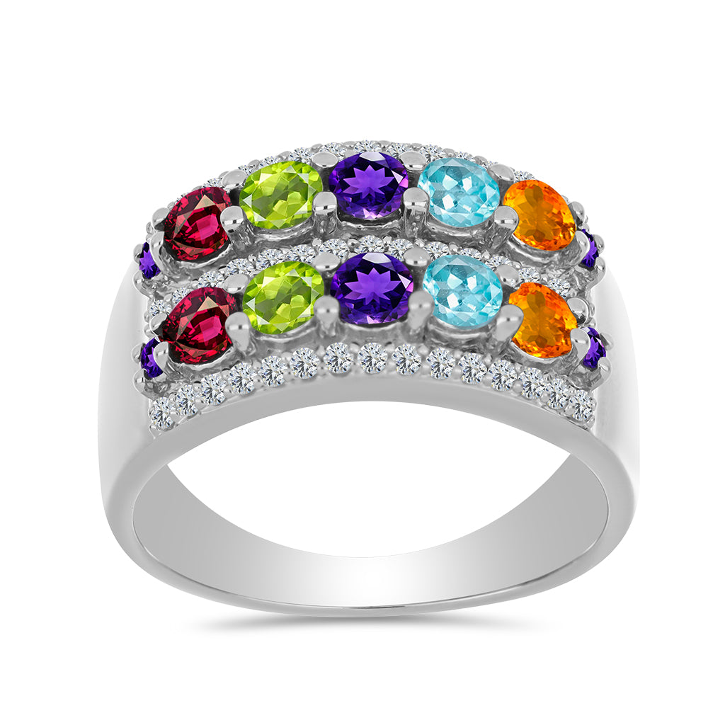 Anillo de Plata con Amatista de Marruecos y Peridoto de Changbai 3 