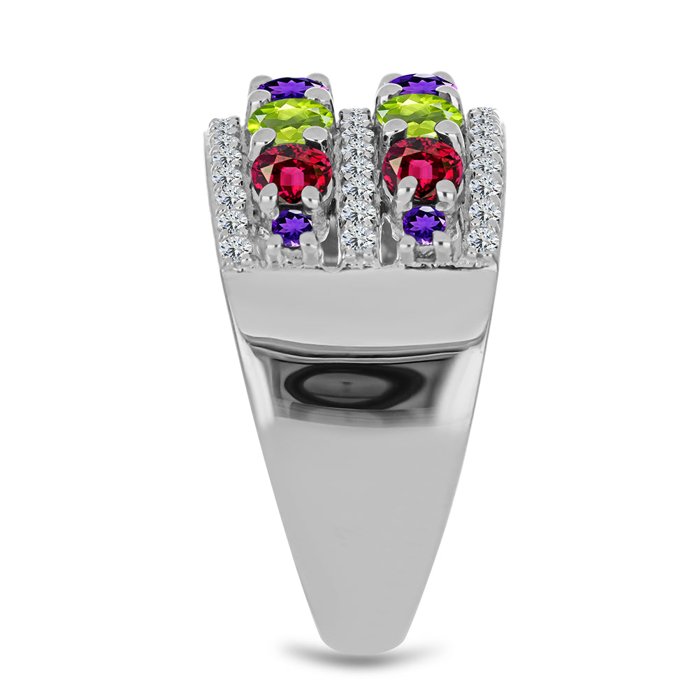 Anillo de Plata con Amatista de Marruecos y Peridoto de Changbai