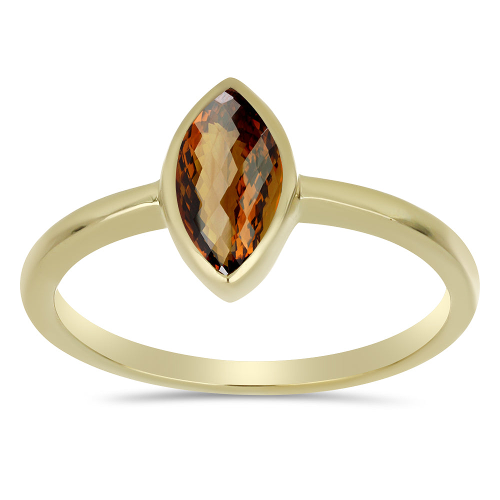 Anillo de Plata Bañada en Oro con Cuarzo Coñac 3 