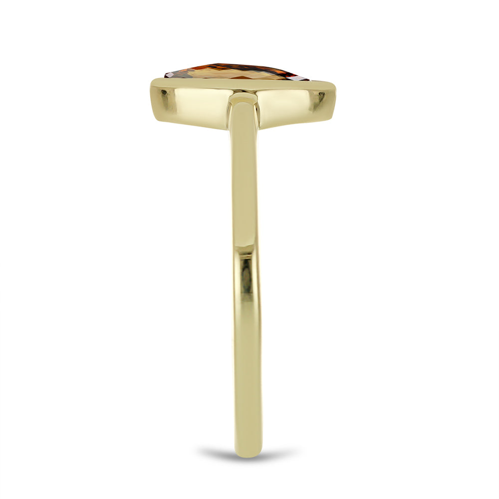 Anillo de Plata Bañada en Oro con Cuarzo Coñac 4 