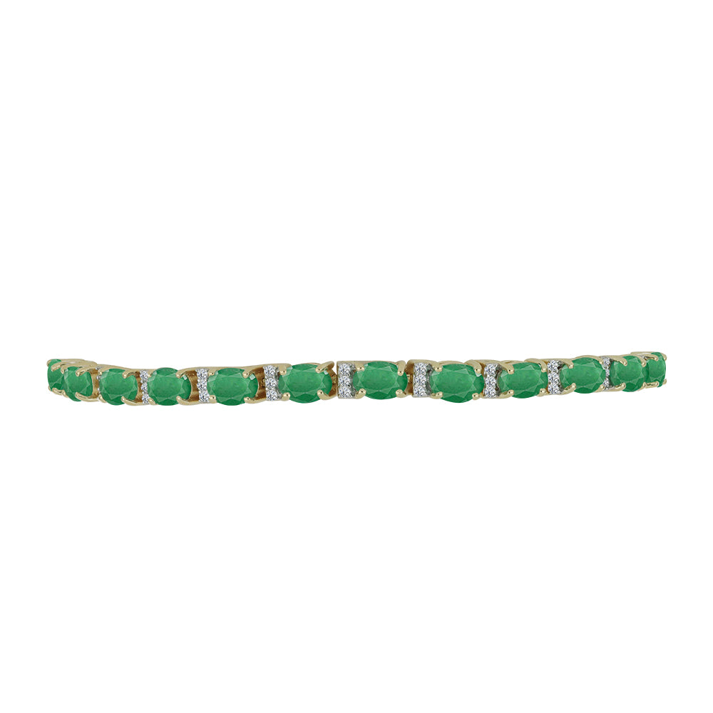Pulsera de Plata Bañada en Oro con Esmeralda de Brasil y Topacio Blanco 2 