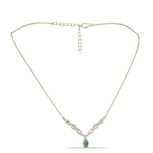 Collar de Plata Bañada en Oro con Esmeralda de Brasil y Topacio Blanco