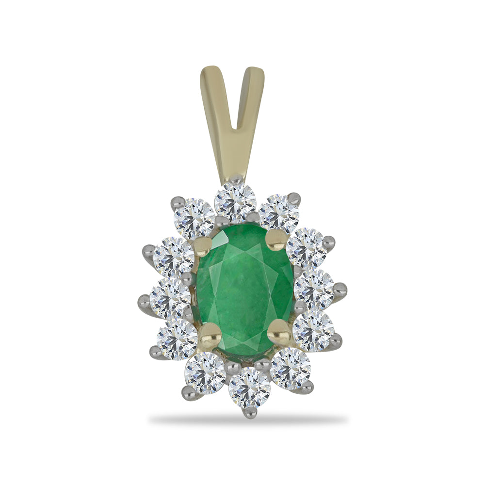Colgante de Plata Bañada en Oro con Esmeralda de Brasil y Topacio Blanco 1 