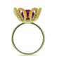 Anillo de Plata Bañada en Oro con Perla Púrpura de Agua dulce y Citrino de los Montes Urales