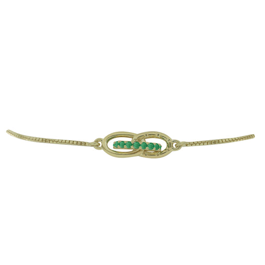 Pulsera de Plata Bañada en Oro con Esmeralda de Brasil