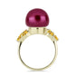 Anillo de Plata Bañada en Oro con Perla Púrpura de Agua dulce y Citrino de los Montes Urales