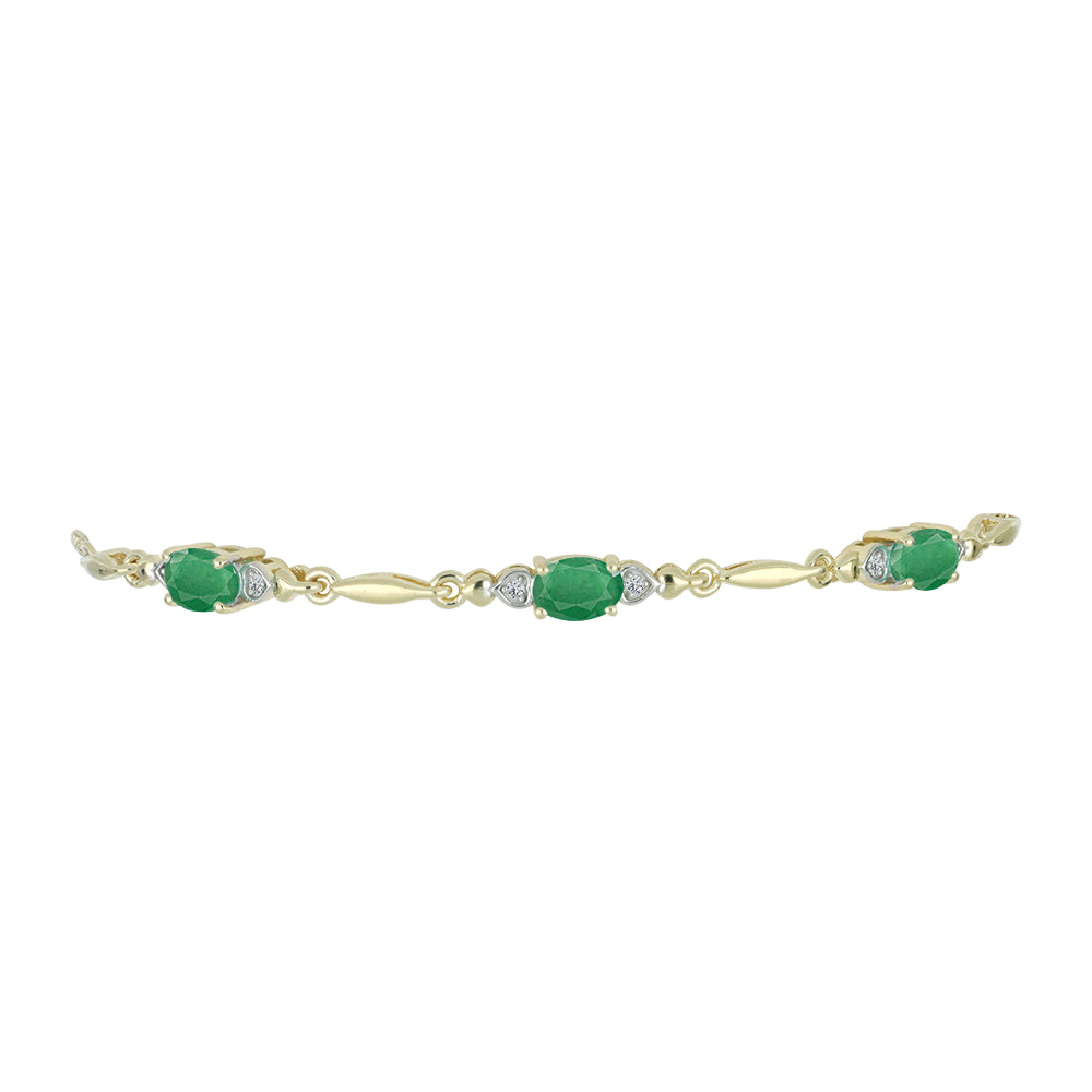 Pulsera de Plata Bañada en Oro con Esmeralda de Brasil y Topacio Blanco 2 