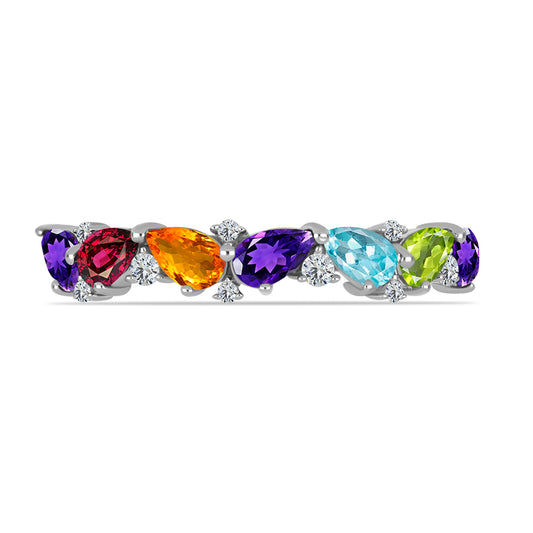 Anillo de Plata con Amatista de Marruecos y Peridoto de Changbai