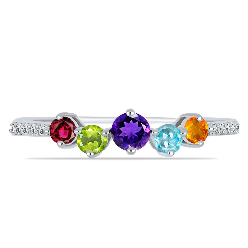 Anillo de Plata con Amatista de Marruecos y Peridoto de Changbai
