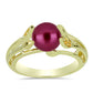 Anillo de Plata Bañada en Oro con Perla Púrpura de Agua dulce y Citrino de los Montes Urales