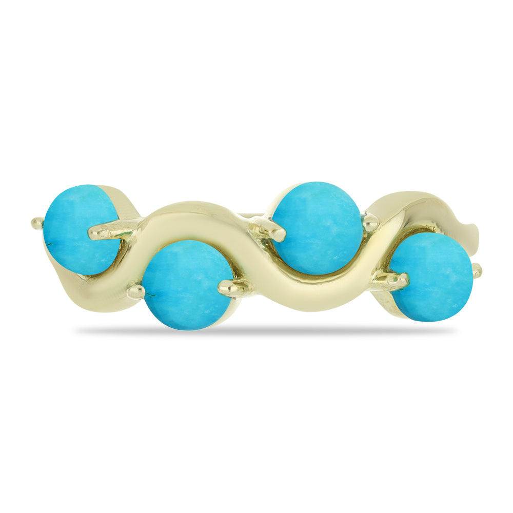 Anillo de Plata Bañada en Oro con Turquesa Bella Durmiente 1 