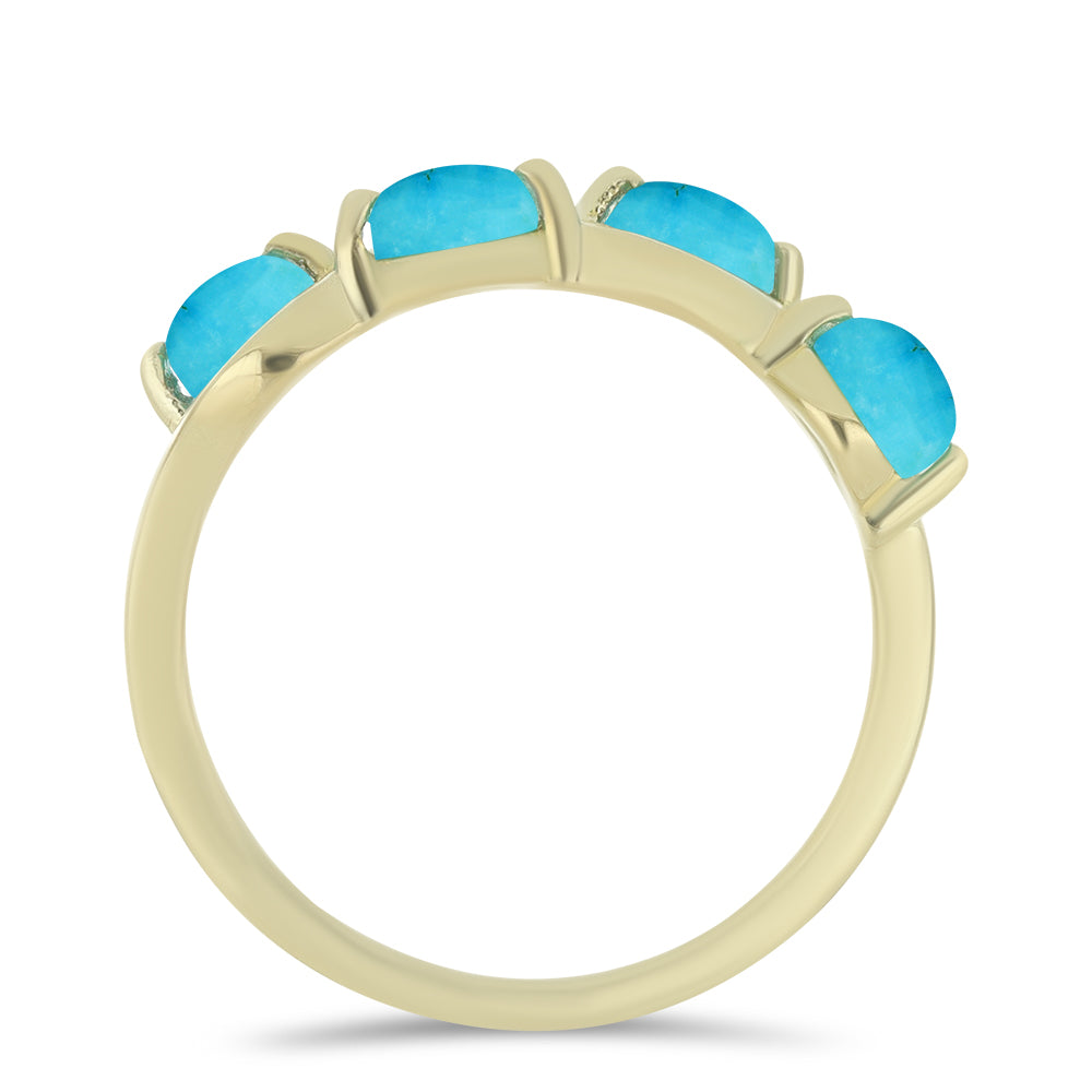 Anillo de Plata Bañada en Oro con Turquesa Bella Durmiente 2 