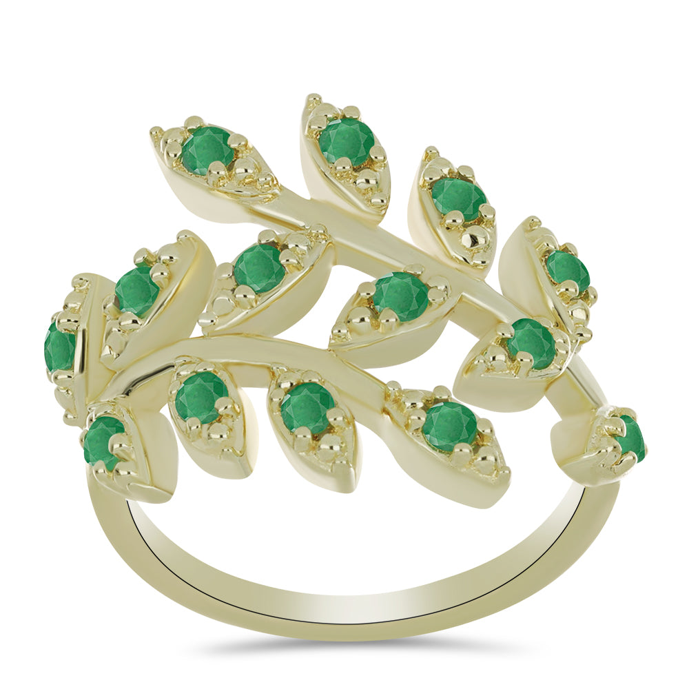 Anillo de Plata Bañada en Oro con Esmeralda de Brasil 3 