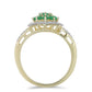 Anillo de Plata Bañada en Oro con Esmeralda de Brasil y Topacio Blanco
