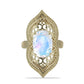 Anillo de Plata Bañada en Oro con Piedra Lunar Arco Iris
