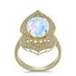 Anillo de Plata Bañada en Oro con Piedra Lunar Arco Iris