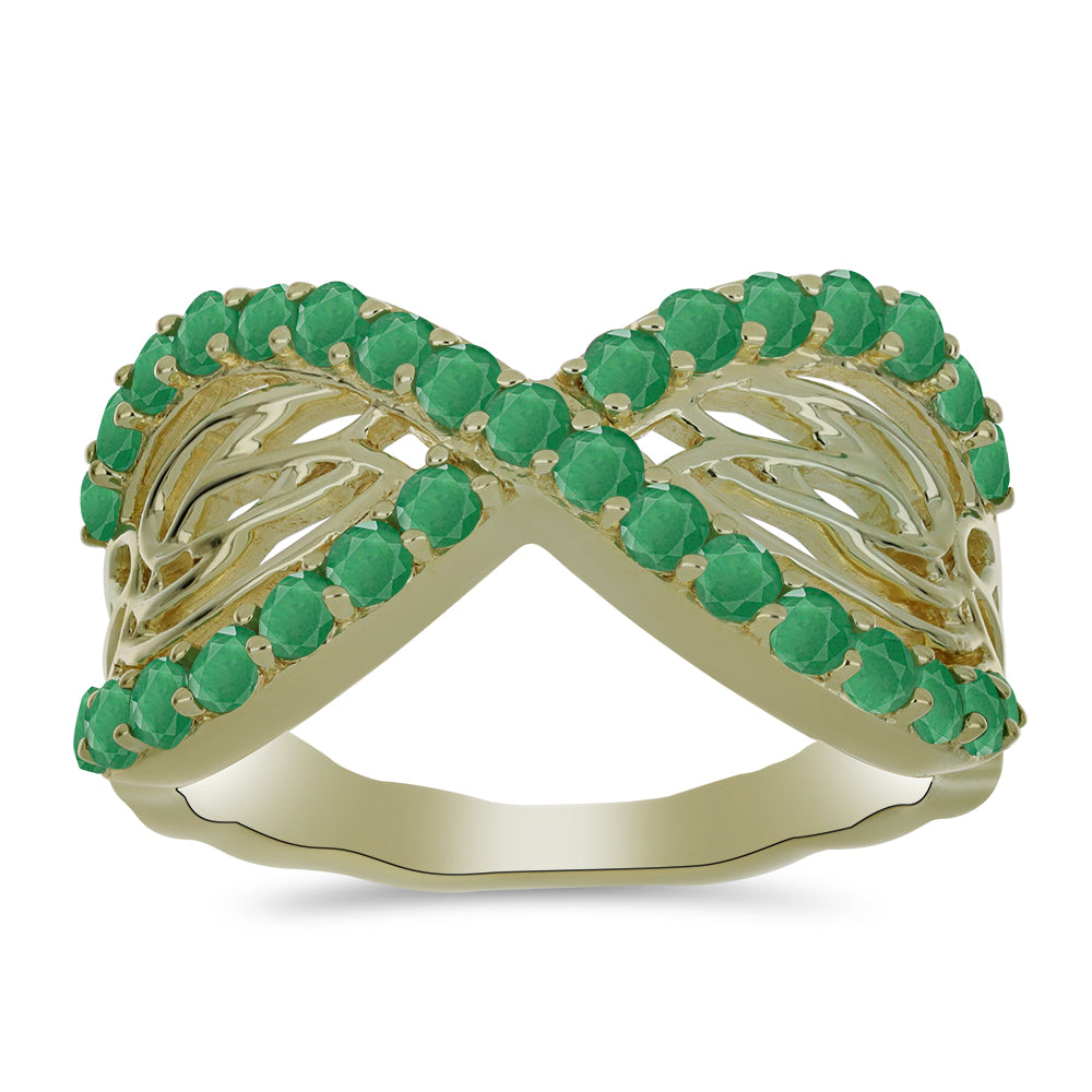 Anillo de Plata Bañada en Oro con Esmeralda de Brasil 3 