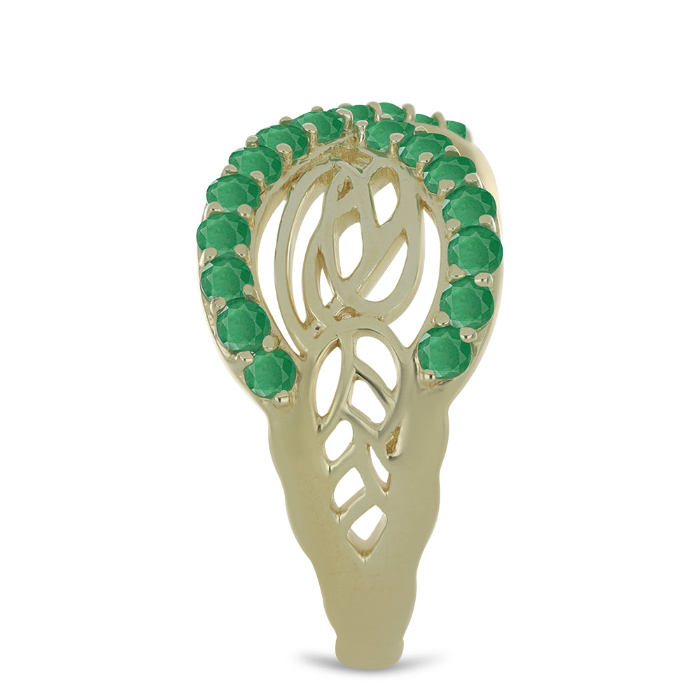 Anillo de Plata Bañada en Oro con Esmeralda de Brasil 4 