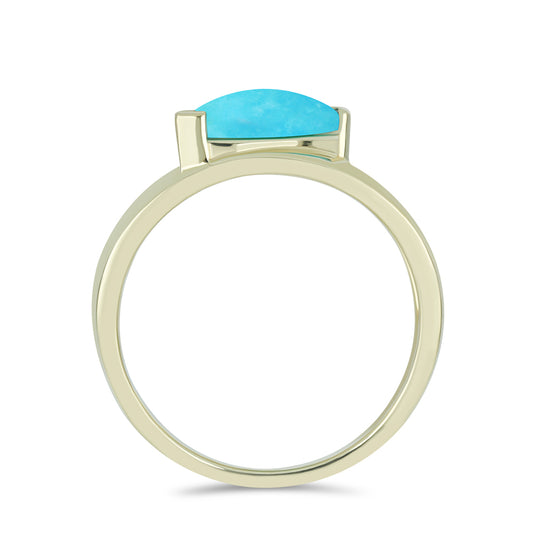 Anillo de Plata Bañada en Oro con Turquesa Bella Durmiente
