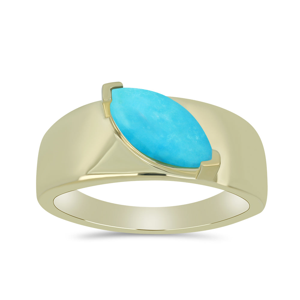 Anillo de Plata Bañada en Oro con Turquesa Bella Durmiente 3 