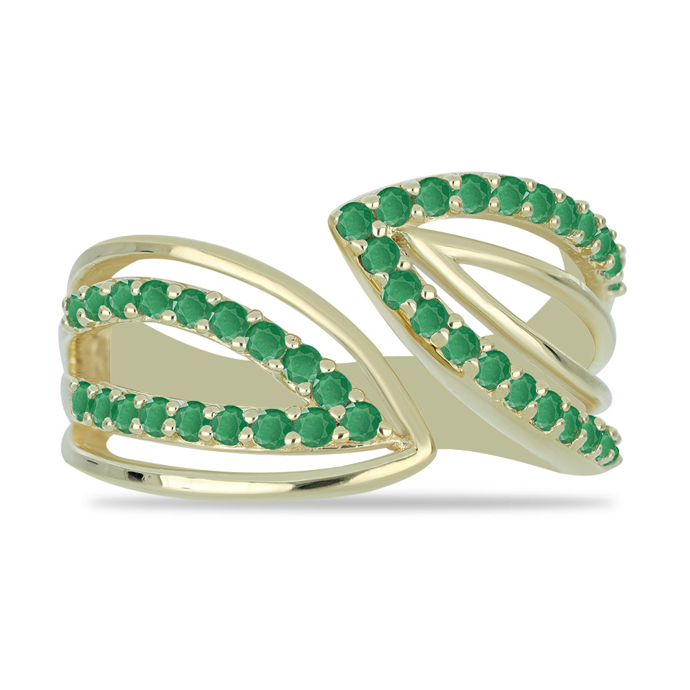 Anillo de Plata Bañada en Oro con Esmeralda de Brasil 1 