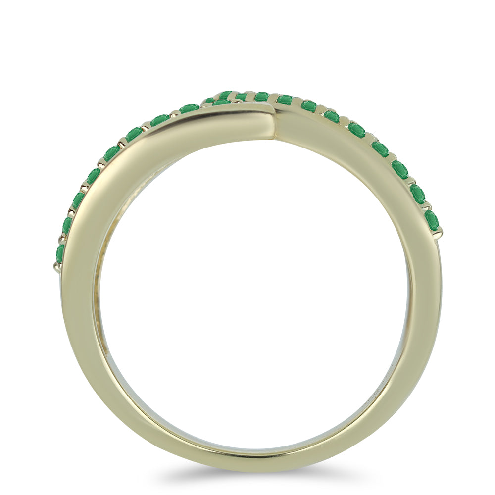 Anillo de Plata Bañada en Oro con Esmeralda de Brasil