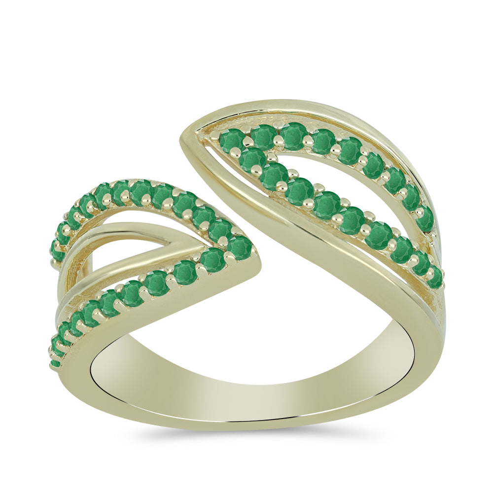 Anillo de Plata Bañada en Oro con Esmeralda de Brasil