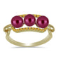 Anillo de Plata Bañada en Oro con Perla Púrpura de Agua dulce y Citrino de los Montes Urales