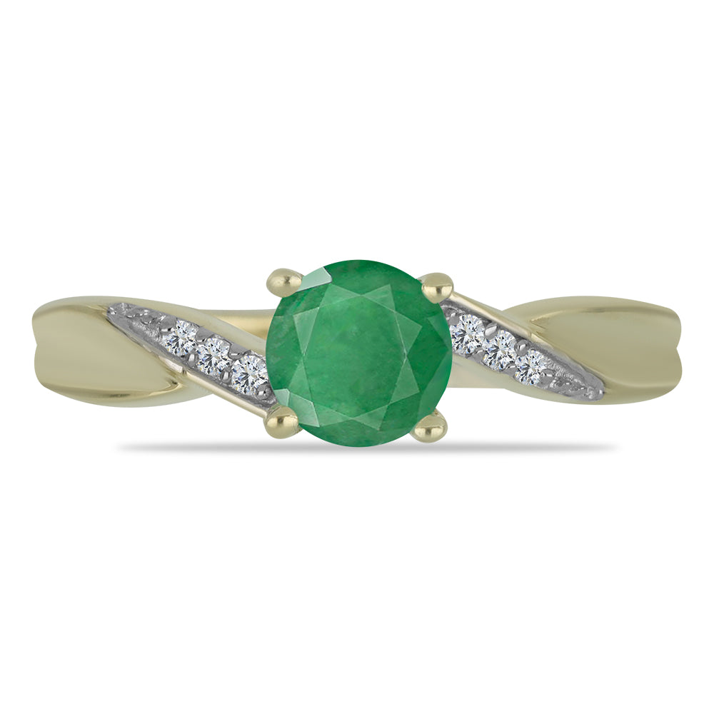 Anillo de Plata Bañada en Oro con Esmeralda de Brasil y Topacio Blanco 1 