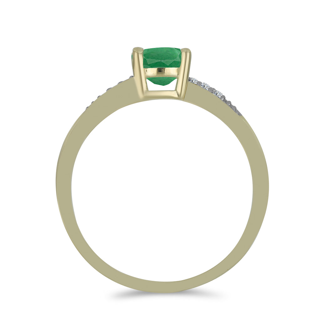 Anillo de Plata Bañada en Oro con Esmeralda de Brasil y Topacio Blanco 2 