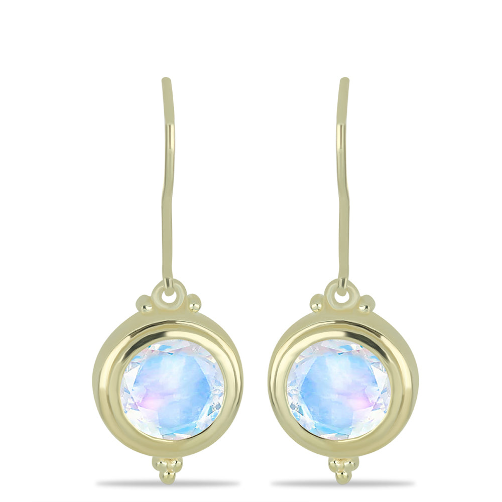 Pendientes de Plata Bañada en Oro con Piedra Lunar Arco Iris 1 